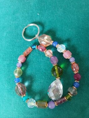 Multicolor  Glass Crystal Teardrop Beaded  Sun Catcher With Natural Gemstones
